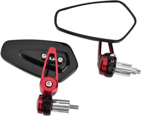 img 2 attached to Universal Motorcycle Bar End Side Mirrors - 360° Rotation, Wide Angle 22mm Rearview Mirror (Red)