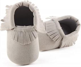 img 3 attached to Adorable And Comfortable Baby Moccasins: Delebao Soft Sole Tassel Crib Shoes