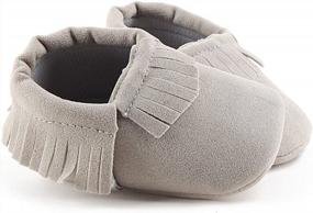 img 2 attached to Adorable And Comfortable Baby Moccasins: Delebao Soft Sole Tassel Crib Shoes