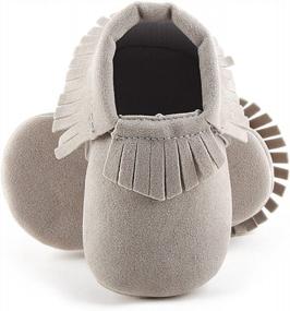 img 1 attached to Adorable And Comfortable Baby Moccasins: Delebao Soft Sole Tassel Crib Shoes