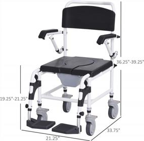 img 2 attached to Удобная и водонепроницаемая инвалидная коляска-комод со съемным ведром и 4 колесиками - HOMCOM