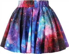 img 1 attached to Kids Girls Digital Print A-Line Mini Skirt - TENMET Stretchy Flared Pleated Casual Skater
