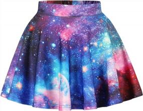 img 2 attached to Kids Girls Digital Print A-Line Mini Skirt - TENMET Stretchy Flared Pleated Casual Skater
