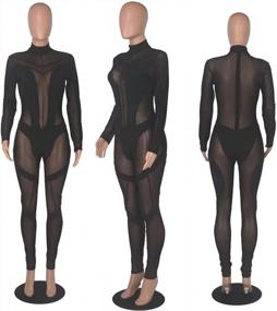 img 1 attached to High Neck Sheer Mesh Splicing Bodycon Jumpsuit Romper For Women'S Sexy Clubwear
