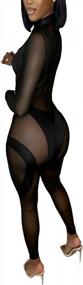 img 2 attached to High Neck Sheer Mesh Splicing Bodycon Jumpsuit Romper For Women'S Sexy Clubwear