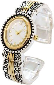img 4 attached to 2Tone Western Decorated Womens Bangle Women's Watches