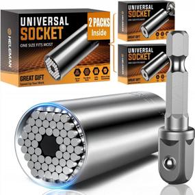 img 4 attached to 2-Pack Super Universal Socket Tool Set With Power Drill Adapter - Perfect Father'S Day, Christmas Or Birthday Gift For Him!