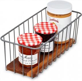 img 4 attached to Stylish Organization And Storage With IDesign Ría Safford Pantry Wire Basket Featuring Acacia Wood