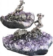 amoystone mini amethyst crystal with miner statues collection great gifts offiece decor hammer 9# 2pcs logo