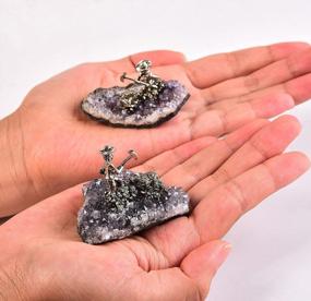 img 3 attached to AMOYSTONE Mini Amethyst Crystal With Miner Statues Collection Great Gifts Offiece Decor Hammer 9# 2Pcs