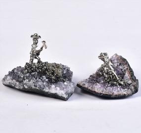 img 1 attached to AMOYSTONE Mini Amethyst Crystal With Miner Statues Collection Great Gifts Offiece Decor Hammer 9# 2Pcs