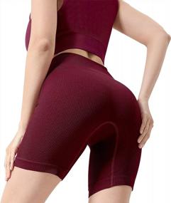 img 3 attached to Up Your Workout Game With Our Seamless 2-Piece Ribbed Yoga Gym Outfits For Women: High-Waisted Biker Shorts And Sport Bra Tracksuit Set