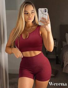 img 1 attached to Up Your Workout Game With Our Seamless 2-Piece Ribbed Yoga Gym Outfits For Women: High-Waisted Biker Shorts And Sport Bra Tracksuit Set