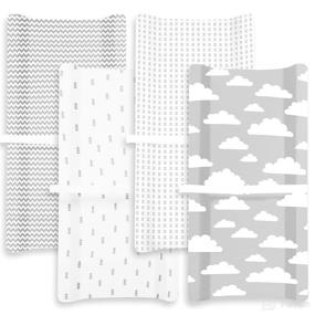 img 2 attached to Premium Baby Changing Pad Covers 4 Pack - Pure Cotton Grey and White Changing Pad Cover Sheets - Machine Washable Diaper Changing Table Cover - Boy or Girl Changing Pad Cover