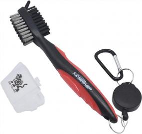 img 4 attached to Retractable Golf Club Brush With Groove Cleaner And Carabiner Clip - 2 Ft Zip-Line, Lightweight Aluminum, Ergonomic Design, Compatible With Golf Bags