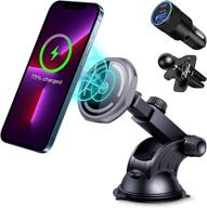 🚗 magnetic wireless car charger mount for iphone 13/13 pro/13 pro max/13 mini/12/12 pro/12 pro max/12 mini (with 18w pd car charger) – auto-alignment air vent dashboard mag-safe charging logo