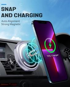 img 2 attached to 🚗 Magnetic Wireless Car Charger Mount for iPhone 13/13 Pro/13 Pro Max/13 Mini/12/12 Pro/12 Pro Max/12 Mini (with 18W PD Car Charger) – Auto-Alignment Air Vent Dashboard Mag-Safe Charging