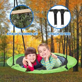 img 1 attached to Unleash Fun And Adventure With Hishine 40Inch Saucer Tree Swing For Kids - Adjustable Hanging Straps, Perfect For Outdoor And Backyard Tree Trunks In Vibrant Green!