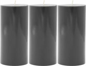 img 4 attached to 3-Pack Of Grey Unscented Pillar Candles By CandleNScent - Hand Poured And 3X6 Inches