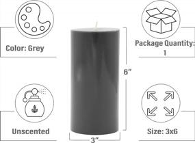 img 2 attached to Набор из 3 серых свечей-столбов без запаха от CandleNScent, залитых вручную, 3x6 дюймов