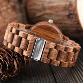 img 2 attached to Men'S Bamboo Watch With Full Wood Wristband, Leather Bracelet And Wooden Band