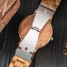 img 1 attached to Men'S Bamboo Watch With Full Wood Wristband, Leather Bracelet And Wooden Band