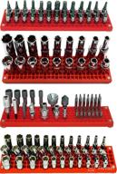 🔴 free zone bit and socket organizer set (red): holds 90 sockets, 1/2, 3/8 & 1/4-inch dr. holder, tools not included логотип