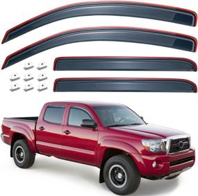 img 4 attached to 🌧️ In-Channel Rain Guards for 2005-2015 Tacoma Double Cab: Side Window Deflectors, Vent Window Visors, Front and Rear