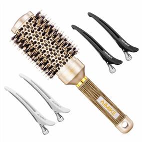 img 4 attached to AIMIKE Round Brush, Nano Thermal Ceramic & Ionic Tech Hair Brush, Round Barrel Brush With Boar Bristles For Blow Drying, Styling, Curling, Add Volume & Shine (2.9 Inch, Barrel 1.7 Inch) + 4 Free Clips