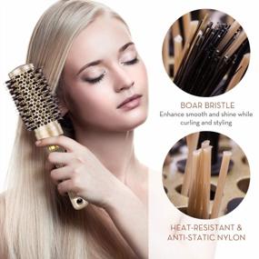 img 2 attached to AIMIKE Round Brush, Nano Thermal Ceramic & Ionic Tech Hair Brush, Round Barrel Brush With Boar Bristles For Blow Drying, Styling, Curling, Add Volume & Shine (2.9 Inch, Barrel 1.7 Inch) + 4 Free Clips