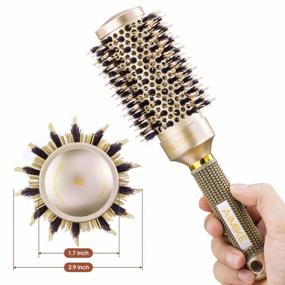 img 3 attached to AIMIKE Round Brush, Nano Thermal Ceramic & Ionic Tech Hair Brush, Round Barrel Brush With Boar Bristles For Blow Drying, Styling, Curling, Add Volume & Shine (2.9 Inch, Barrel 1.7 Inch) + 4 Free Clips