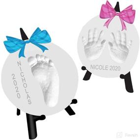 img 4 attached to 👶 Elegance in Easels: Baby Footprint and Handprint Clay Casting Ornament Kit - Perfect Baby Shower Registry Gift