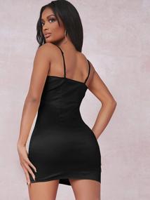img 3 attached to Chic and Sensual: Verdusa Women's Split Hem Satin Cami Bodycon Dress with Cowl Neck and Spaghetti Straps