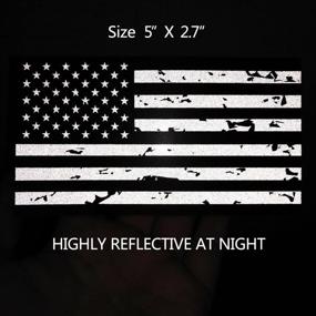 img 1 attached to 2-Pack Reflective American Flag Sticker Set - Subdued Tattered Reverse Forward Design - Tactical Military Decals for SUV, Hard Hat, Car Vinyl Window Bumpers