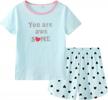 big girls pajamas set - cat & bear print, summer sleepwear loungewear size 12-16 logo