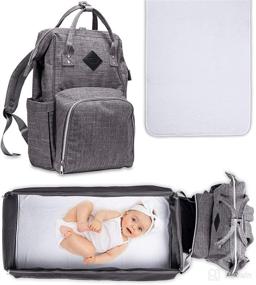 img 3 attached to 🎒 TELOTRAVEL 3-in-1 Diaper Bag Backpack with Detachable Bassinet - Grey, Ideal Baby Bag for Moms and Dads with Multiple Compartments