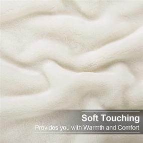 img 1 attached to Queen Size Soft Fleece Blanket - Winter Warm Microplush Thermal Blankets For Couch Bed Sofa, 90X90 Inches, Ivory