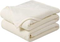 мягкое флисовое одеяло королевского размера - зимние теплые микроплюшевые термоодеяла для дивана-кровати, 90x90 дюймов, цвет слоновой кости логотип
