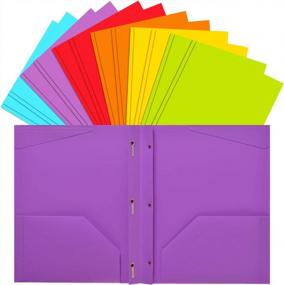 img 4 attached to 12 Pack Of Heavy Duty School Folders With Pockets And Prongs, INFUN Plastic Folders In Multicolor Letter Size For Organized Storage And Easy Access