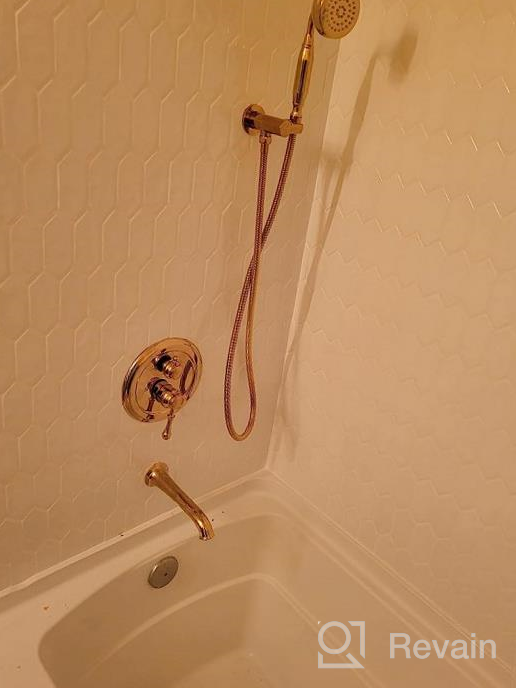 img 1 attached to Antique 8-Inch Rainfall Shower Faucet System With Enga Bright Gold Brass Spout And Hand Spray review by Chris Horton