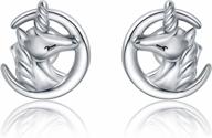 sterling silver unicorn stud gift s925 unicorn moon earrings jewelry for girls teens logo