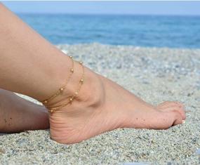 img 3 attached to Make A Statement With MONOOC'S Dainty Ankle Bracelets - 14K Gold Plated And Layered With Pearls, Evil Eyes, Elephants, Stars, And Butterflies - Perfect For Summer!