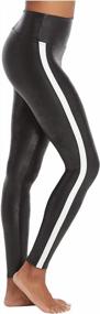 img 4 attached to SPANX Women'S Faux Leather Leggings With Side Stripes
