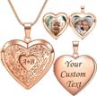 engraved heart locket necklace with personalized photos - vintage floating lockets for girls to hold memories logo