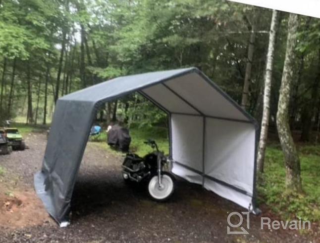 img 1 attached to 8X8 Ft Outdoor Storage Shelter Tent With Rollup Zipper Door - Waterproof And UV Resistant Carport Shed For Bicycle, Motorcycle ATV & Gardening Vehicle - ASTEROUTDOOR Portable Garage Kit Dark Gray review by John Wells