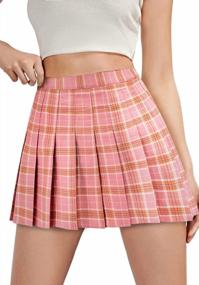 img 4 attached to Women'S Plaid Pleated Skirts US Size With High Waist Shorts A Line Skater Tennis
