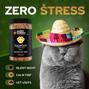 img 3 attached to 🐱 HAPPY GARDEN Cat Calming Treats: Relieve Anxiety with Hemp-Powered Relief! USA-Made Calming Chews for Aggression, Grooming & Travel (Pillows)