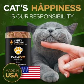 img 2 attached to 🐱 HAPPY GARDEN Cat Calming Treats: Relieve Anxiety with Hemp-Powered Relief! USA-Made Calming Chews for Aggression, Grooming & Travel (Pillows)