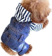 🐶 sild pet denim jumpsuit: stylish dog jeans hoodies in cool blue for medium and small dogs - classic jacket, puppy blue vintage washed vests логотип