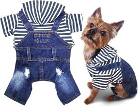 img 3 attached to 🐶 SILD Pet Denim Jumpsuit: Stylish Dog Jeans Hoodies in Cool Blue for Medium and Small Dogs - Classic Jacket, Puppy Blue Vintage Washed Vests